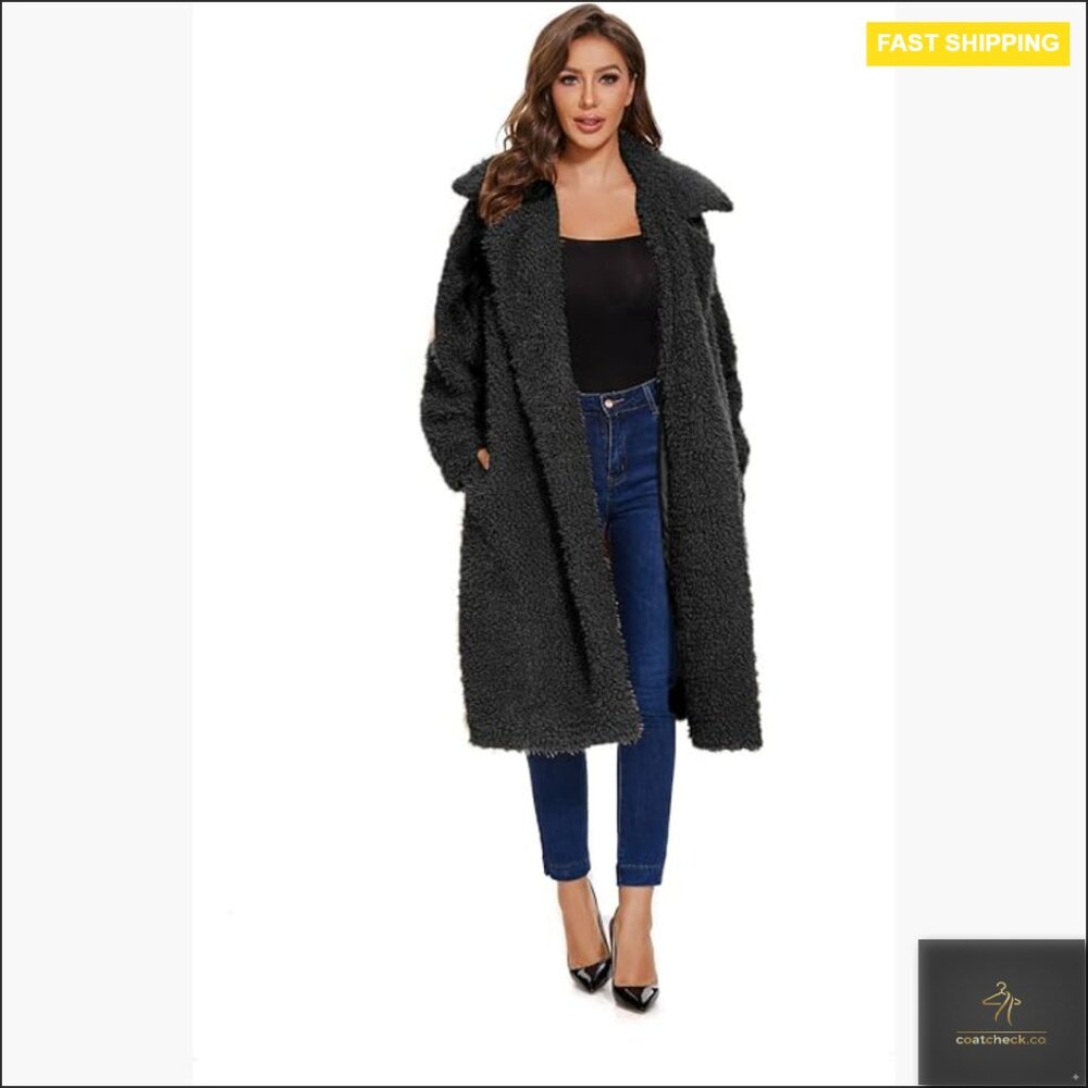 Faux Fur Long Cardigan Coat Oversized Chic Winter Outwear Belted Open Front